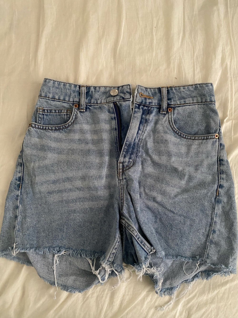 H&M Light Blue Distressed Denim Shorts